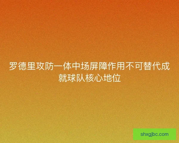 罗德里攻防一体中场屏障作用不可替代成就球队核心地位