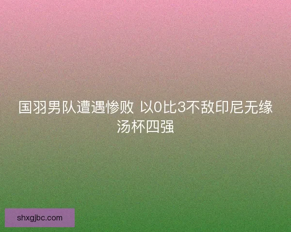 国羽男队遭遇惨败 以0比3不敌印尼无缘汤杯四强 国羽男队遭遇惨败 以0比3不敌印尼无缘汤杯四强