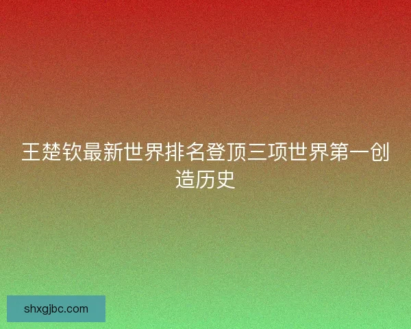 王楚钦最新世界排名登顶三项世界第一创造历史