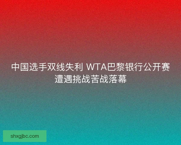 中国选手双线失利 WTA巴黎银行公开赛遭遇挑战苦战落幕 中国选手双线失利 WTA巴黎银行公开赛遭遇挑战苦战落幕