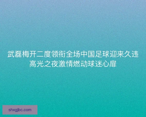 武磊梅开二度领衔全场中国足球迎来久违高光之夜激情燃动球迷心扉 武磊梅开二度领衔全场中国足球迎来久违高光之夜激情燃动球迷心扉