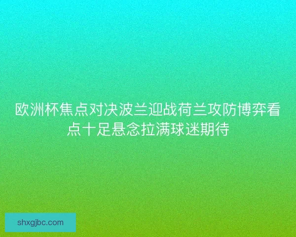 欧洲杯焦点对决波兰迎战荷兰攻防博弈看点十足悬念拉满球迷期待